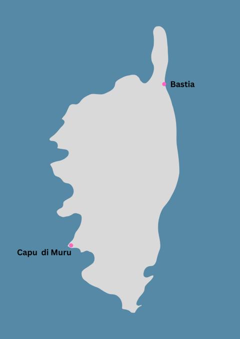 Landkarte Capo di Muru Korsika wandern thealkamalsontheroad
