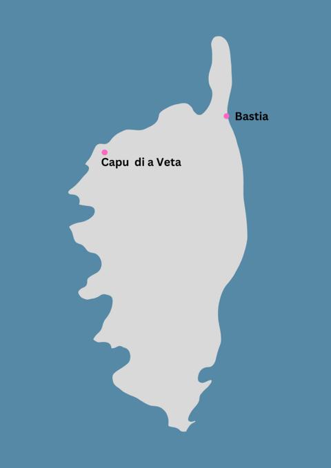 Landkarte Capo di a Veta Korsika wandern thealkamalsontheroad
