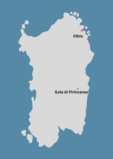 Landkarte Gola di Pirincanes Sardinien thealkamalsontheroad