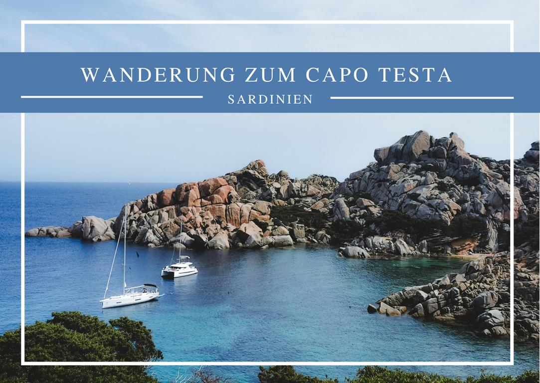 Wanderung zum Capo Testa blaues Meer und Schiffe Sardinien thealkamalsontheroad