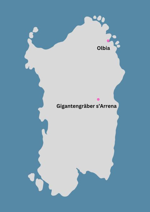 Landkarte Wanderung Gigantengräber s'Arrena Sardinien thealkamalsontheroad