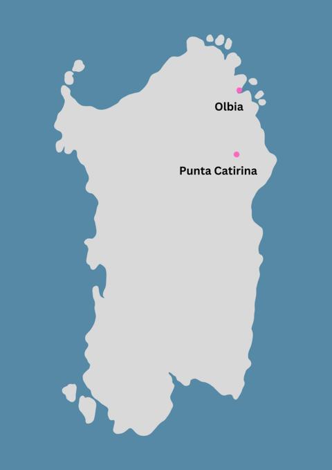 Landkarte Punta Catirina Sardinien thealkamalsontheroad