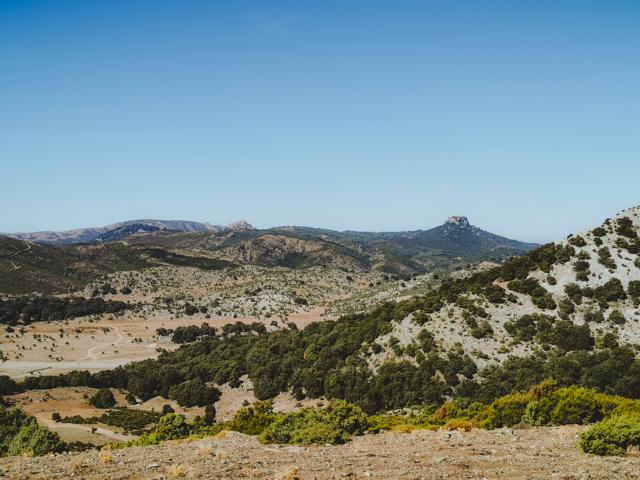 Blick Richtung Fennau und dem Felsturm des Monte Novo San Giovanni Sardinien thealkamalsontheroad