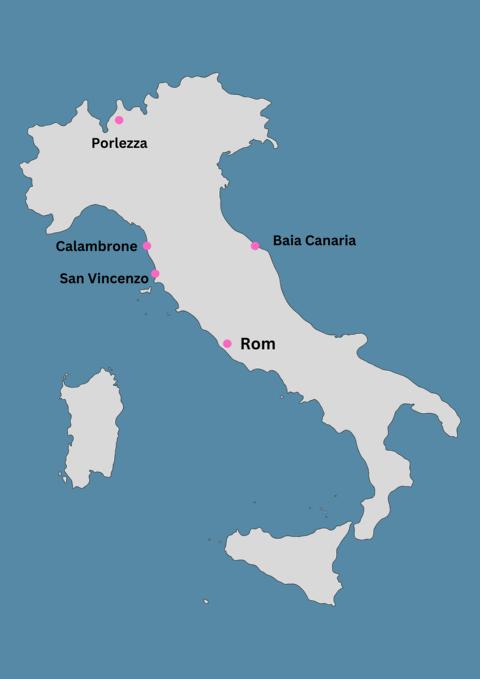 Landkarte Hundestrand Italien thealkamalsontheroad