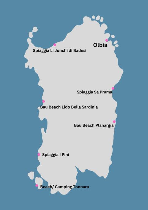 Landkarte Hundestrand Sardinien thealkamalsontheroad