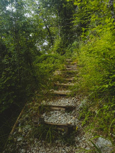 Treppen auf der Wanderung Soča  Slowenien thealkamalsontheroad