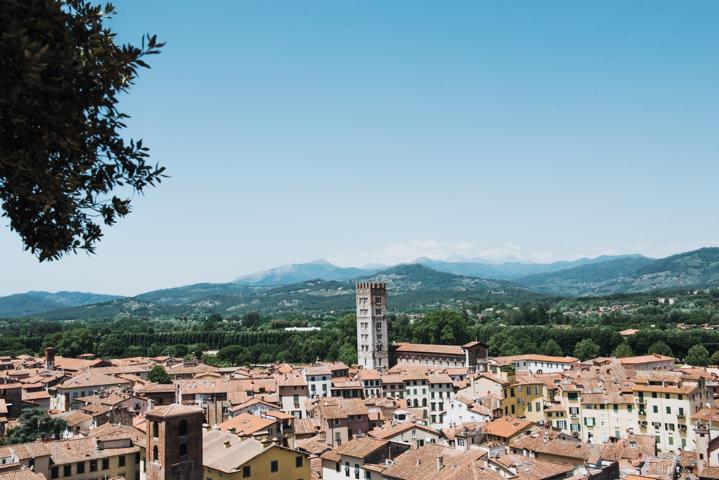 Blick über die Dächer von Lucca Italien thealkamalsontheroad