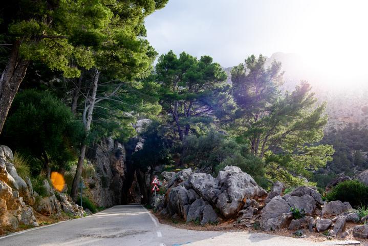 Tunnel zwischen Felsen Mallorca thealkamalsontheroad